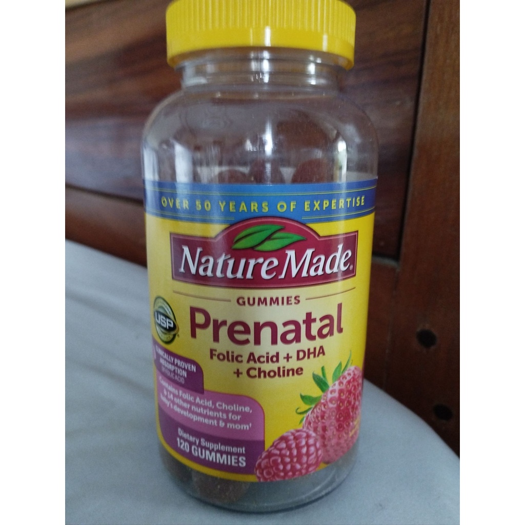 Nature Made Prenatal gummies Folic acid DHA Choline 120 gummies