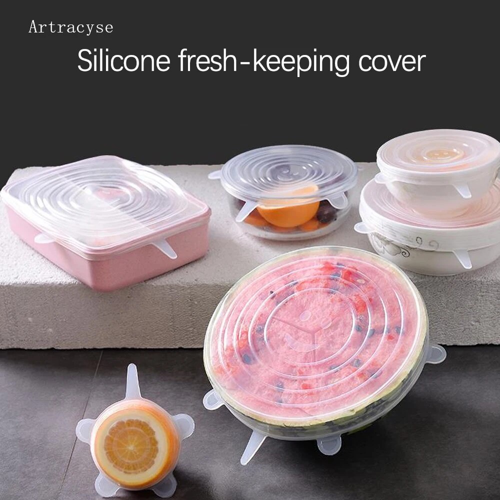 Silicone Six-piece Fresh-keeping Cover Stretch Universal Bowl Cover ...