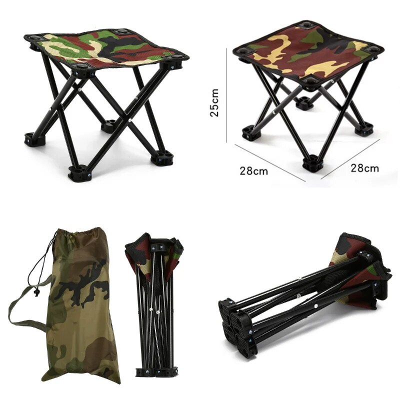 ✚Folding Small Stool Fishing Chair Picnic Camping Chair Foldable Aluminium  Cloth Outdoor Portabl tV