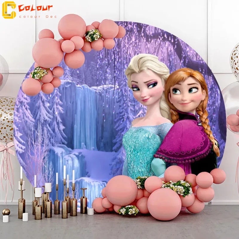 71n Disney Frozen Party Round Backdrops Photography Baby Birthday Party ...