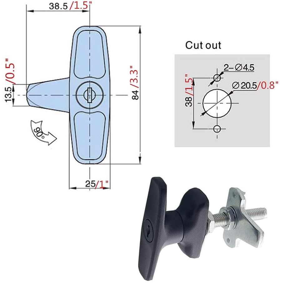 T-Handle Lock Latch Shed Door kit for Truck Cabinet Garage Door Lock ...
