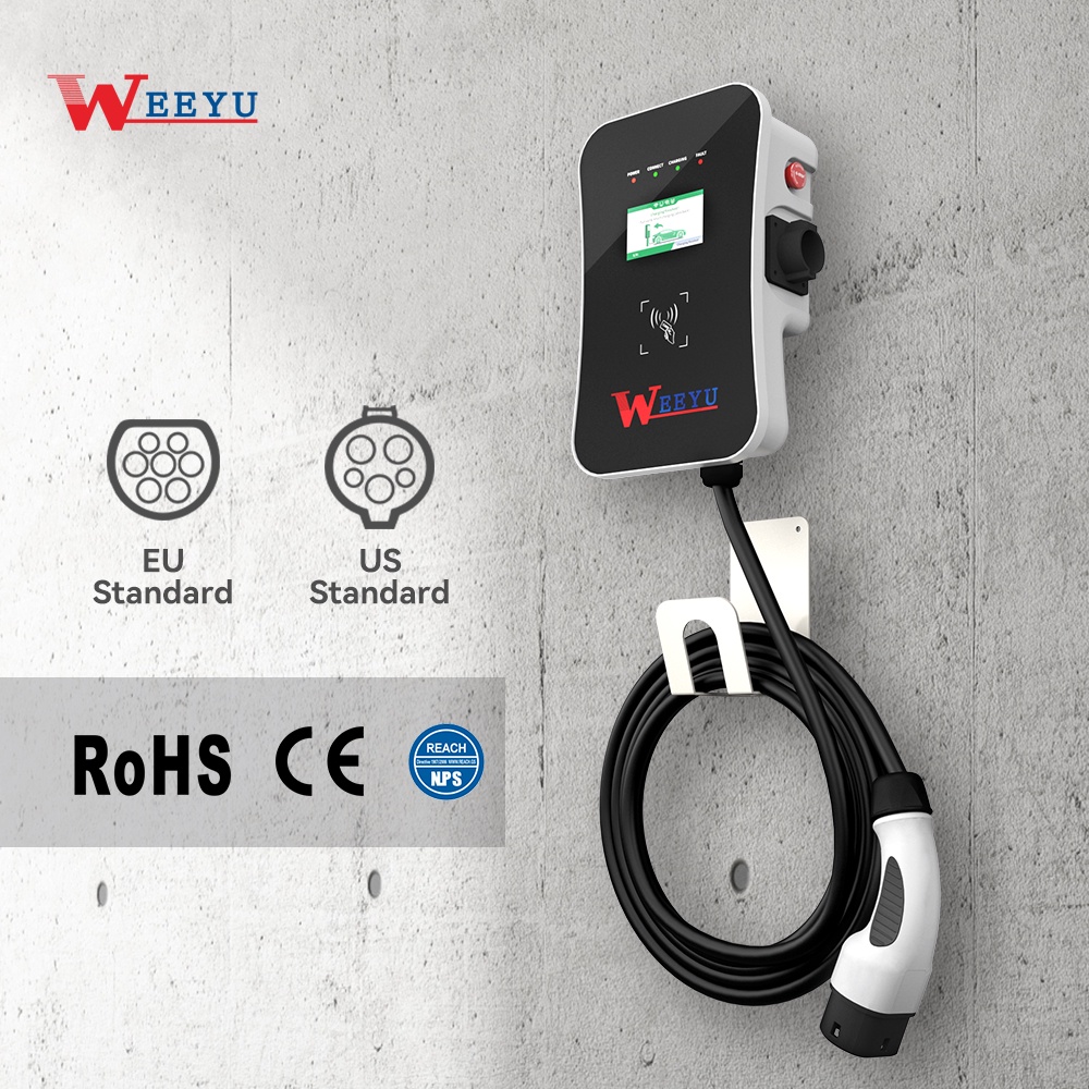 Fast Home LED Screen AC Charger 7kW Ev Charger Wall-mounted Ev Car ...