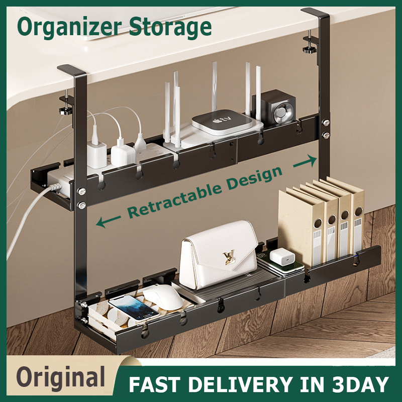Retractable Design Organizer Storage Under Table Storage Rack Cable ...
