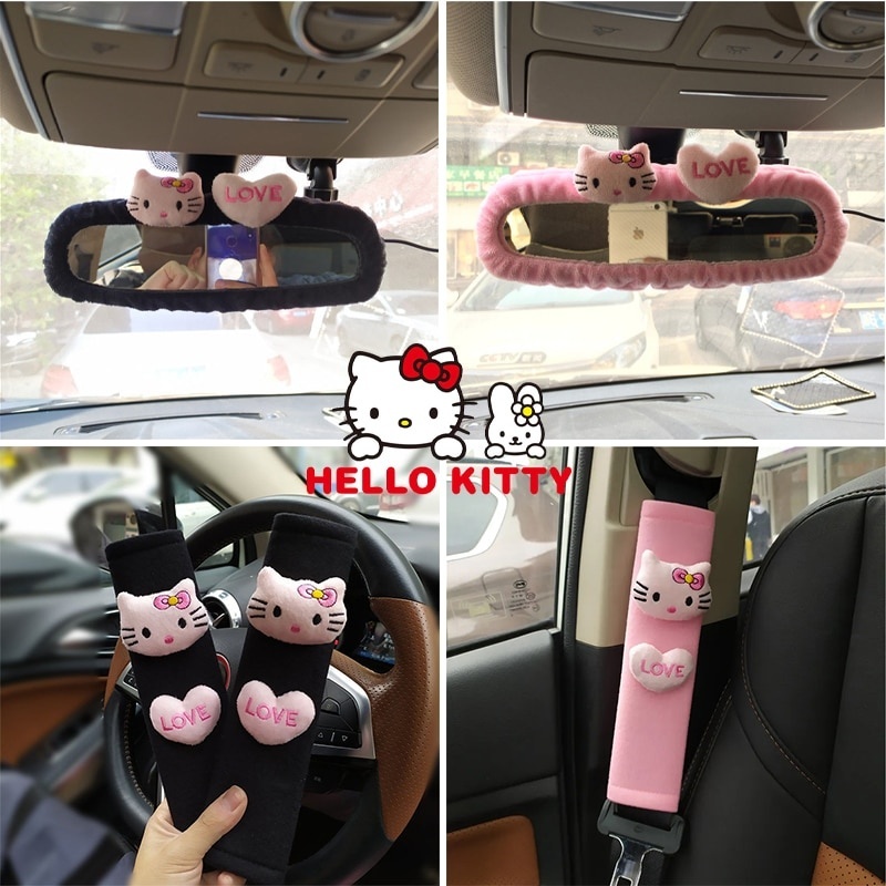 Hello Kitty Car Rearview Mirror Cover Condom Shoulder Pad Cute Plush