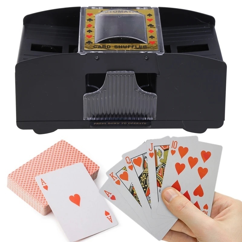 Automatic Card Shuffler Board Games Operated Playing Cards 2 Deck Automatic Hand Crank Lm