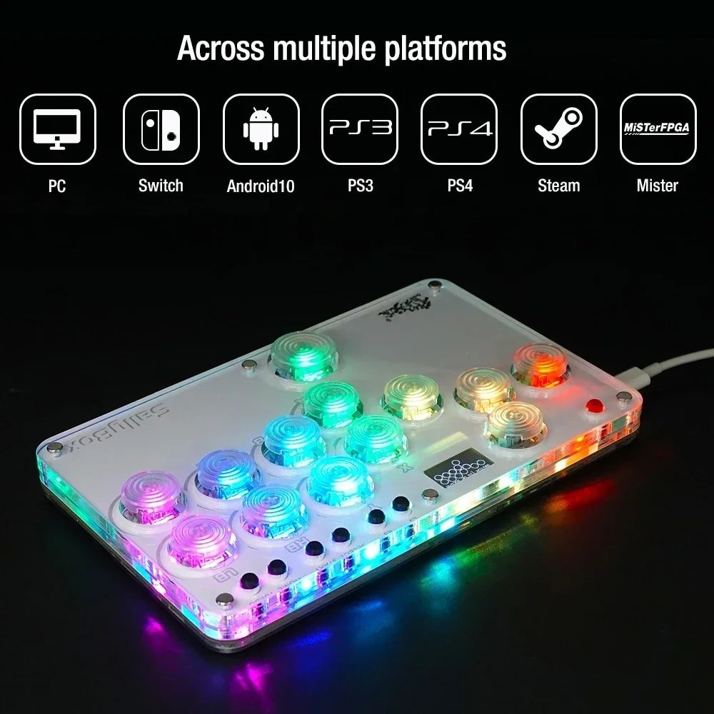 ⚡Mini HitBox WASD SOCD Fighting Stick SallyBox LED Light Controller ...