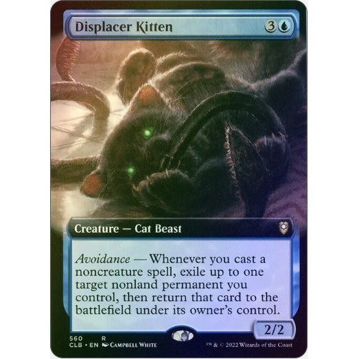 MTG Proxy Card - Displacer Kitten (Extended Art Foil) | Battle for