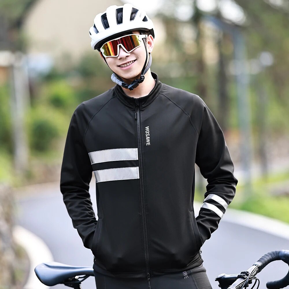 WOSAWE Men's Winter Cycling Jacket Thermal Fleece Softshell Windproof