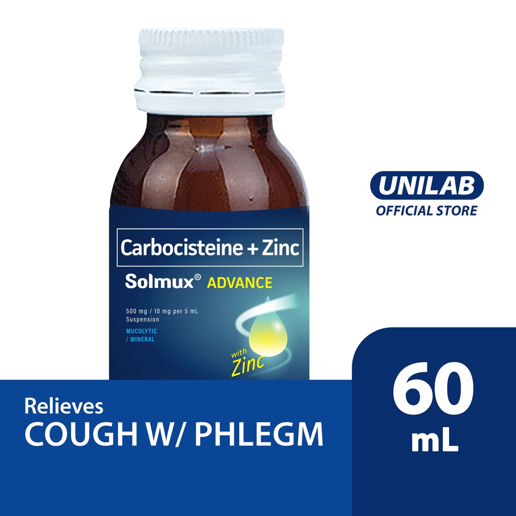 Unilab Solmux Advance Suspension 60 ml Carbocisteine plus Zinc Helps