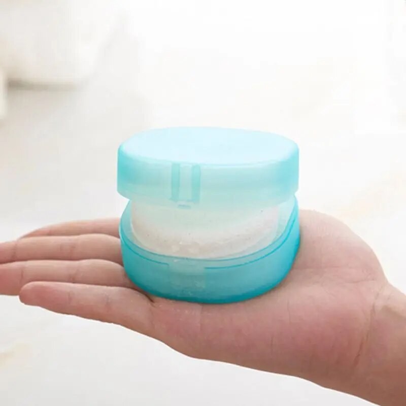 ⚖Portable Soap Box Container Round Leak Resistant Sponge Case Travel ...