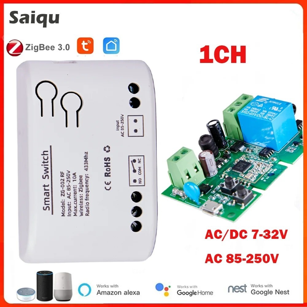 Tuya Smart Wifi Switch 1CH Relay Zigbee Switch Receive Module AC/DC7 ...