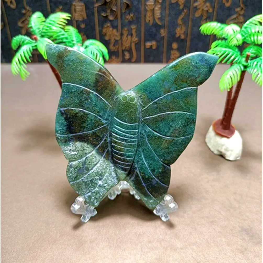 96p Pink cherry blossom agate handcarved butterfly home Decor Chakra