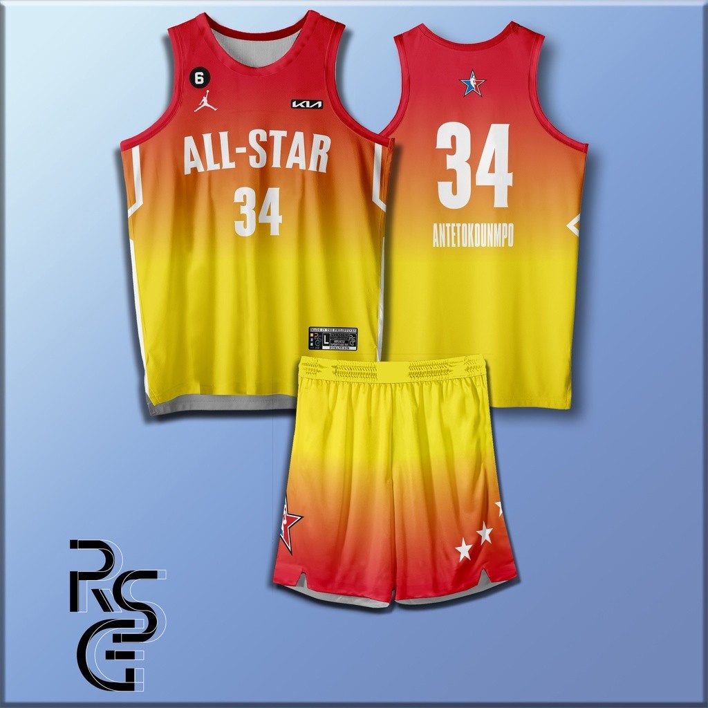 Nba All Star Sublimation Jersey Yellow Antetokounmpo Jersey All - Main Image