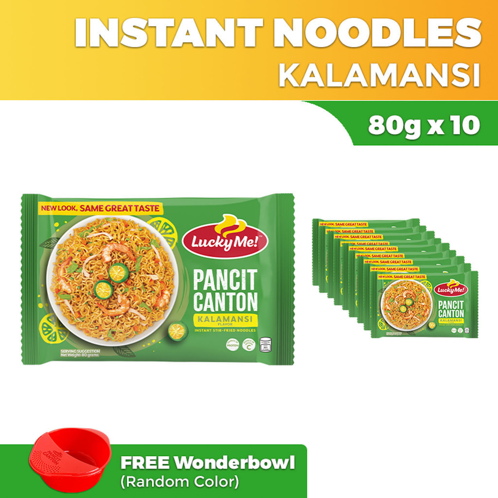 Lucky Me! Pancit Canton Kalamansi 80g x 10 + FREE 1pc. Wonderbowl ...