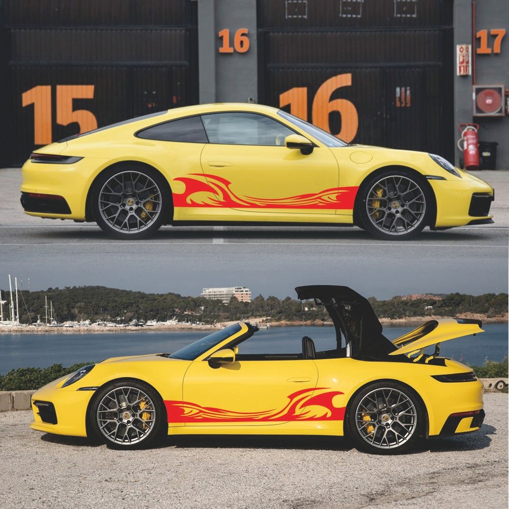 2PCS flame elemental totem car stickers car racing stripes tattoo vinyl ...