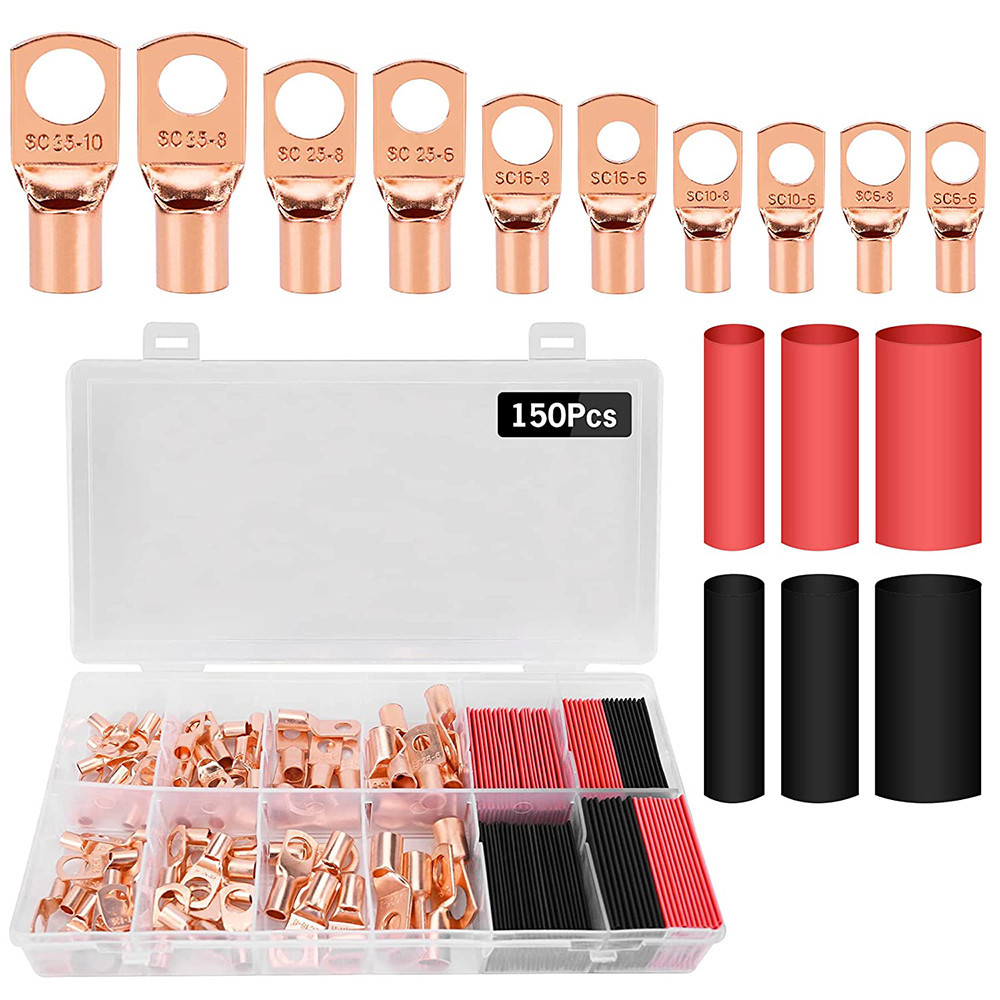 150 Pieces Automotive Soldering Connector Kit Copper Ring Crimp ...
