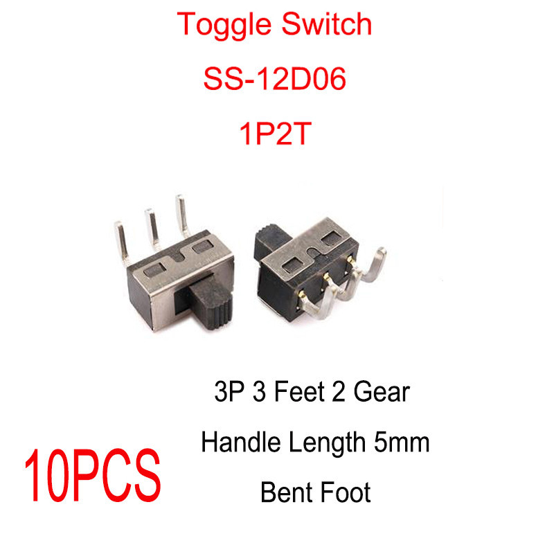 10PCS SS-12D06 Toggle Switch Slide Switch Micro-power Direct-inserted ...