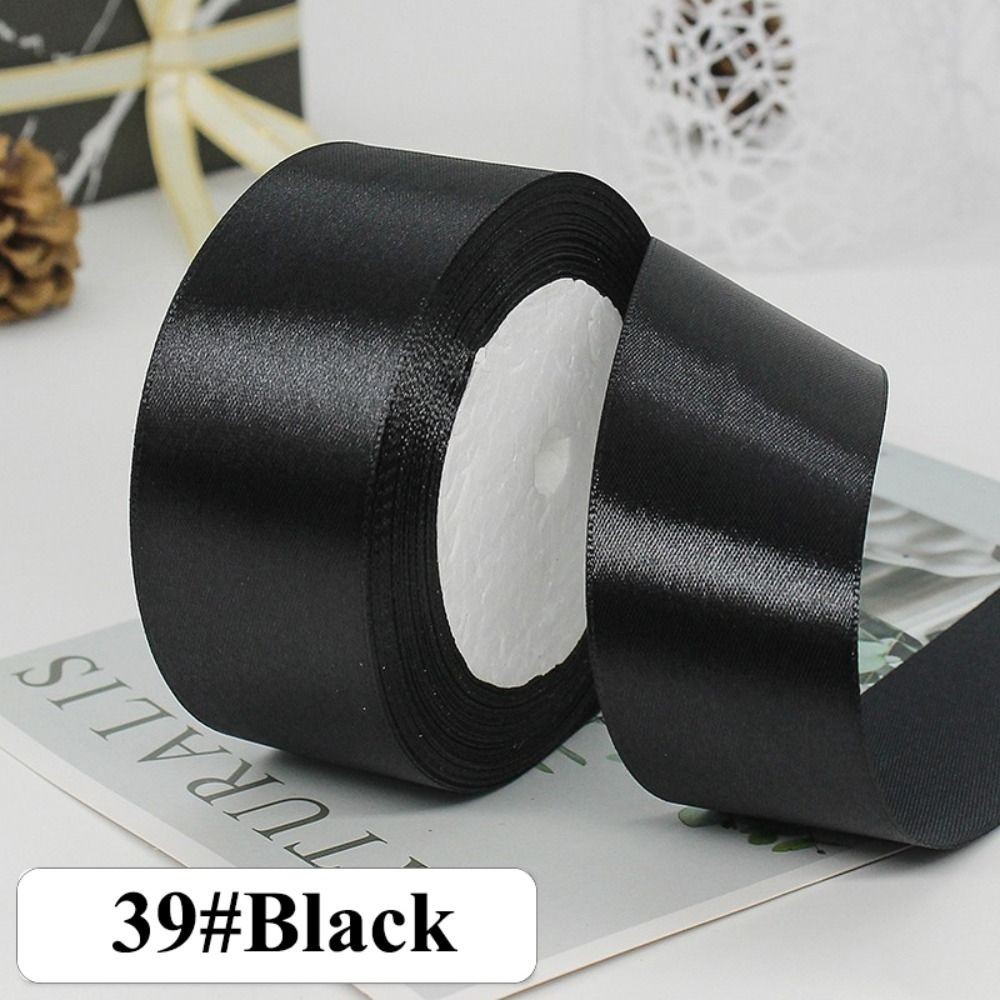 22Meters Dark Colors 4cm Shiny Silk Ribbons Solid Polyester Gift ...