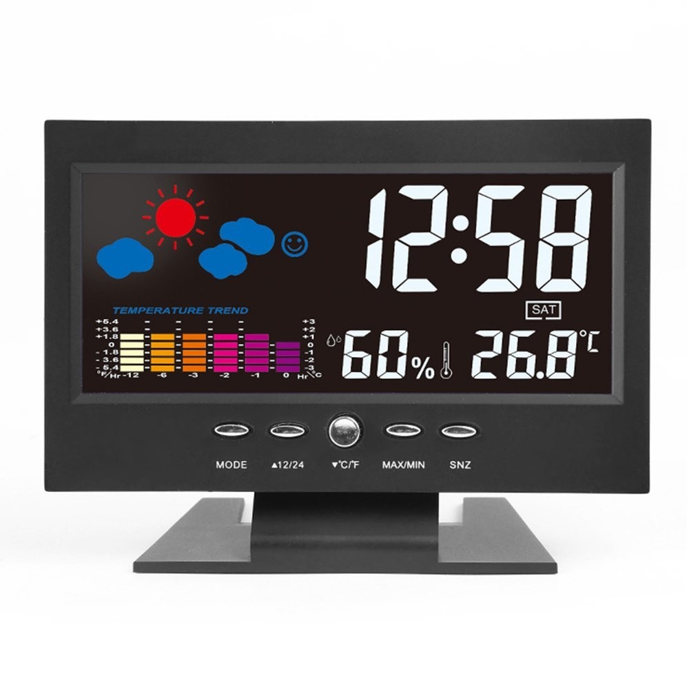 Electronic Digital LCD Desk Clock Temperature Humidity Monitor Clock ...