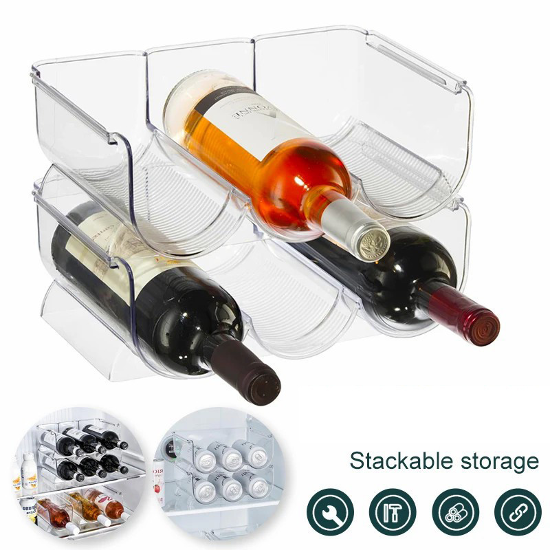 D2 Wine Rack Stackable Fridge Organizer Kitchen Bottle Storage Rack Can ...
