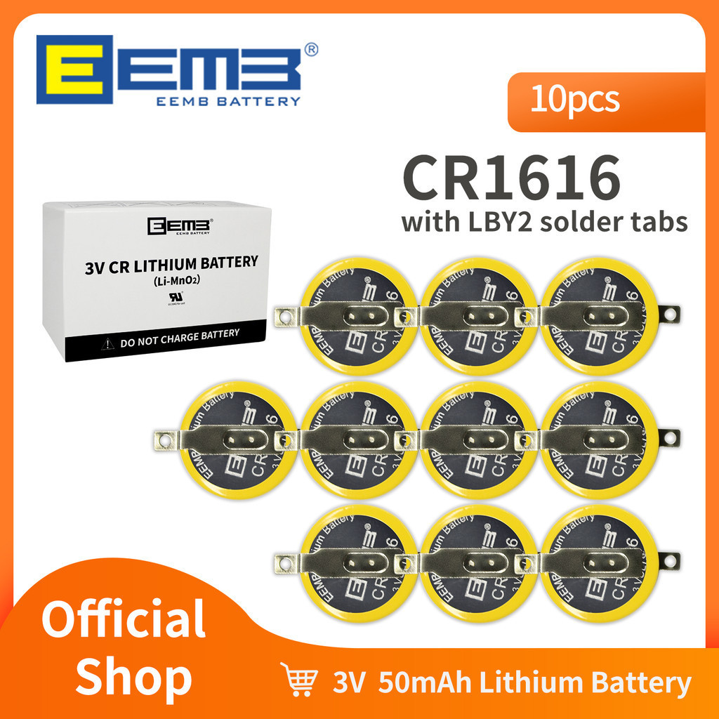 EEMB 10PCS CR1616 Battery With Solder Tabs CR1616 CR2025 CR2032 Battery ...