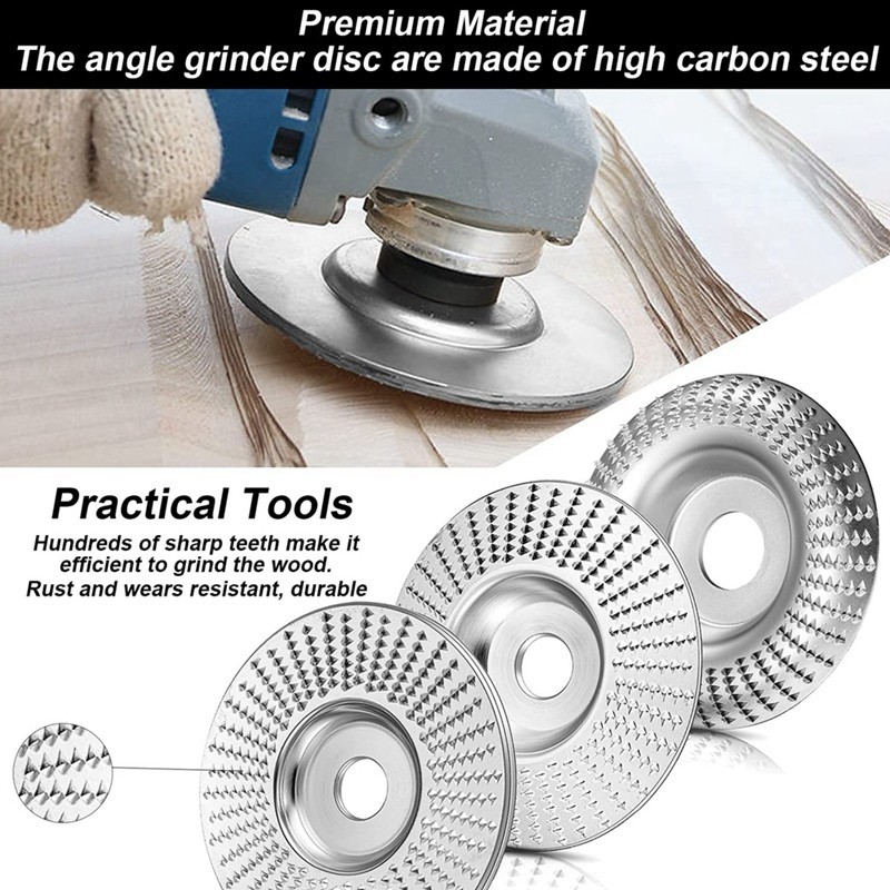 3 Pieces Wood Grinding Disc Wood Cutter Rasp Disc Grinding Discs Angle ...