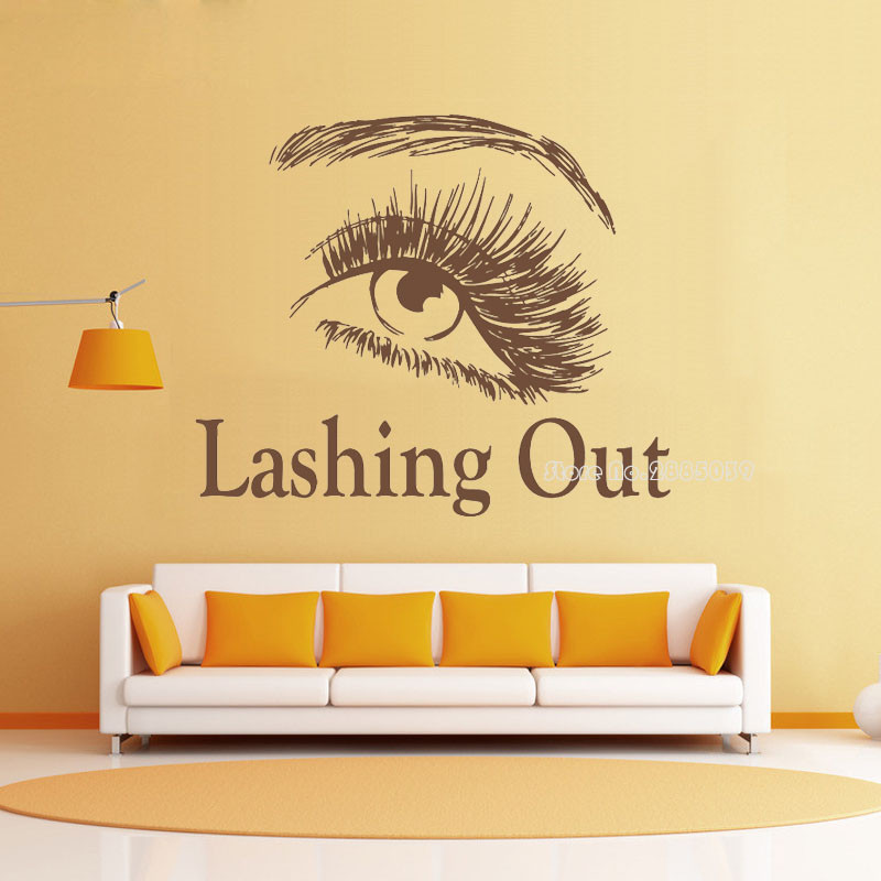 Lashing Out Eyelashes Eyebrows Wall Decal Vinyl Stickers Pretty Eyes ...