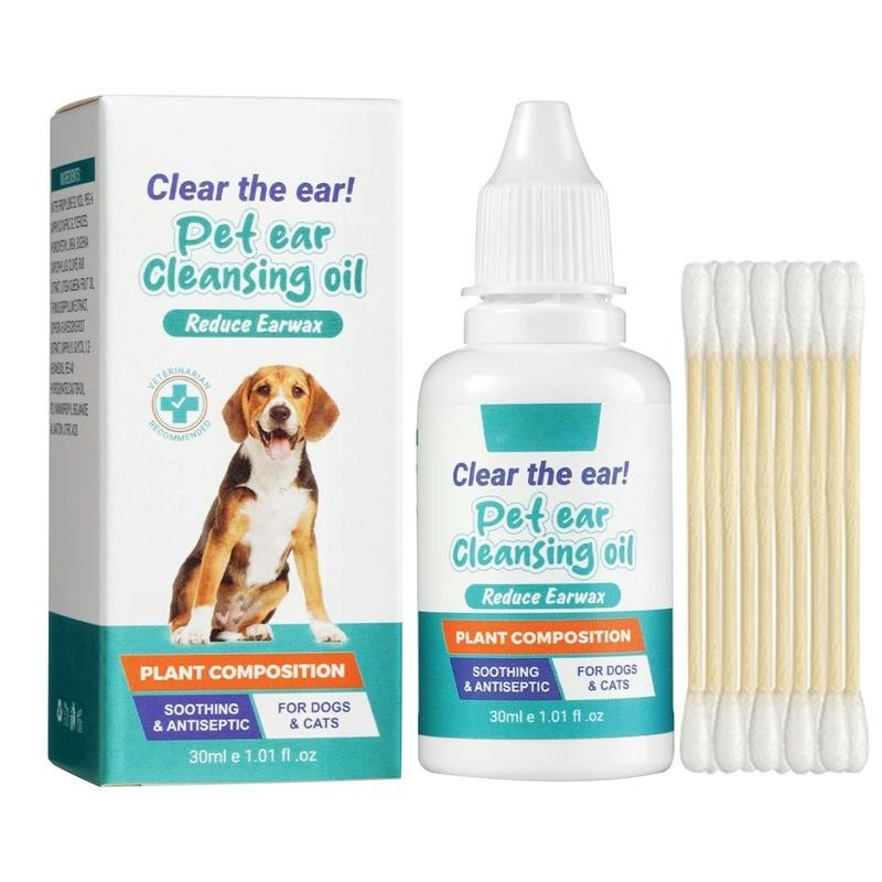 ⋌Pet Ear Cleaner Dog Ear Drops Cat Ear Cleaner Wax Removal Cat Ear