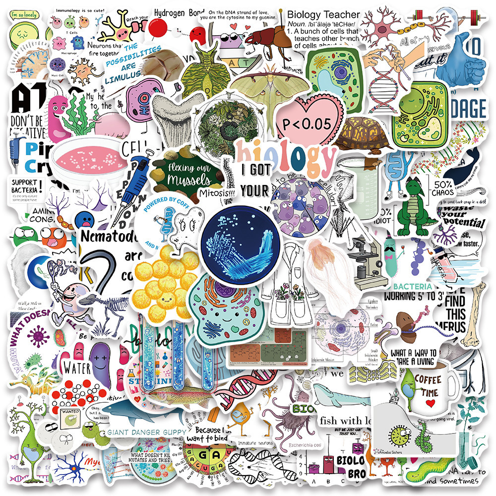 100PCS Cool Biology Chemistry Lab Graffiti Retro Stickers Waterproof ...