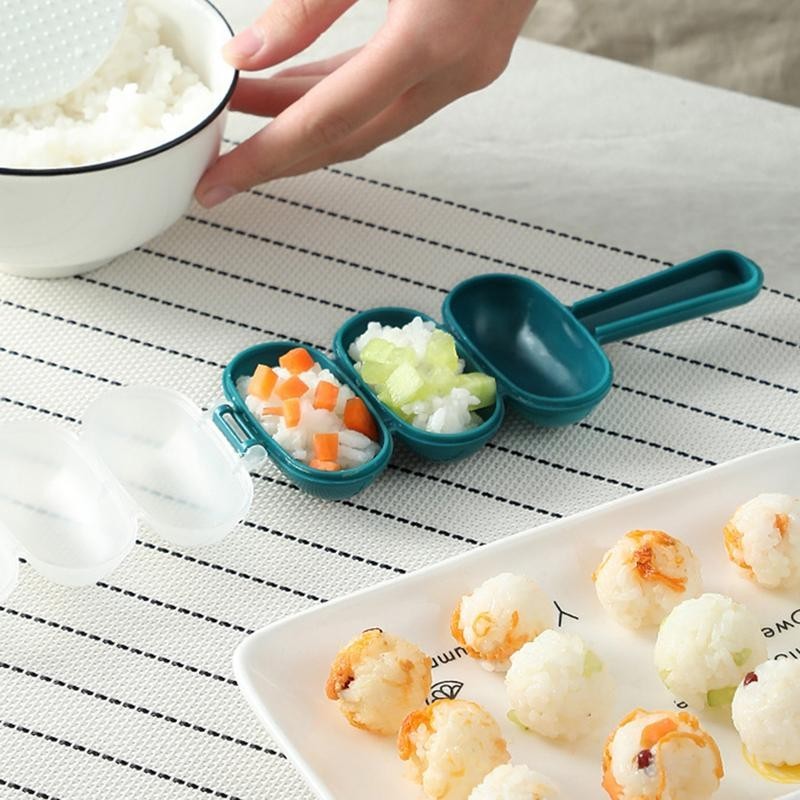NonStick Rice Ball Mould 3-Cavity Onigiri Mold Shake Molds DIY Sushi ...