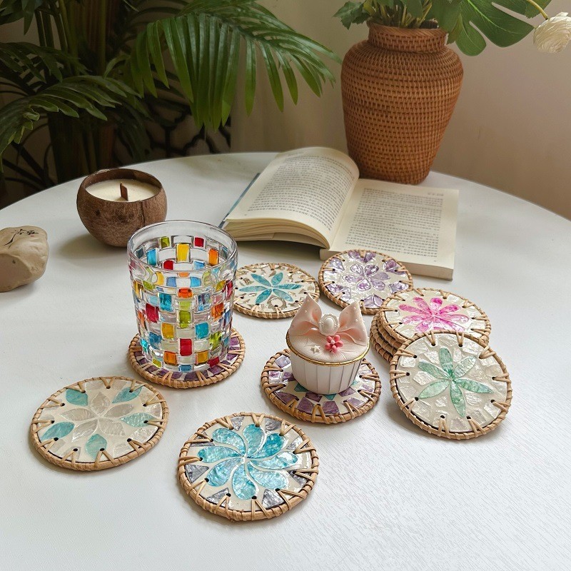Handmade Seashell Art Coaster Seashell Coaster Handcrafted Seashell ...