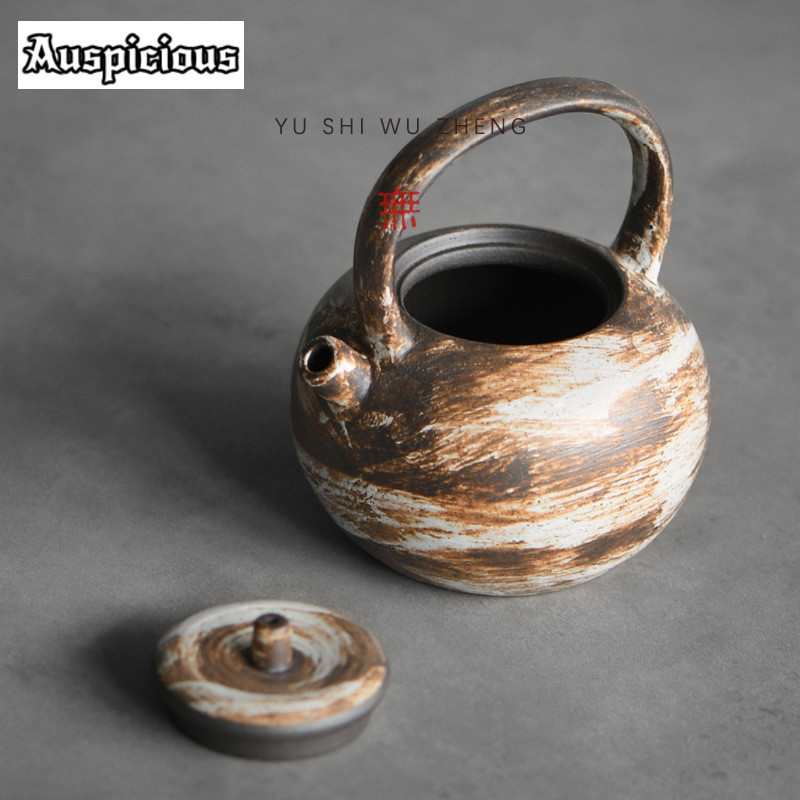 220ML Antique Rough Pottery Lifting Beam Pot Teapot Luxury Pot Tea ...