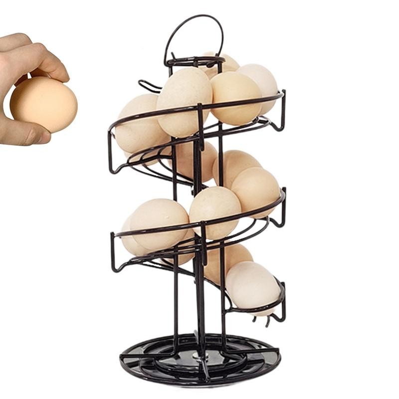Modern Metal Egg Storage Spiral Rack Durable Kitchen Countertop Roller ...