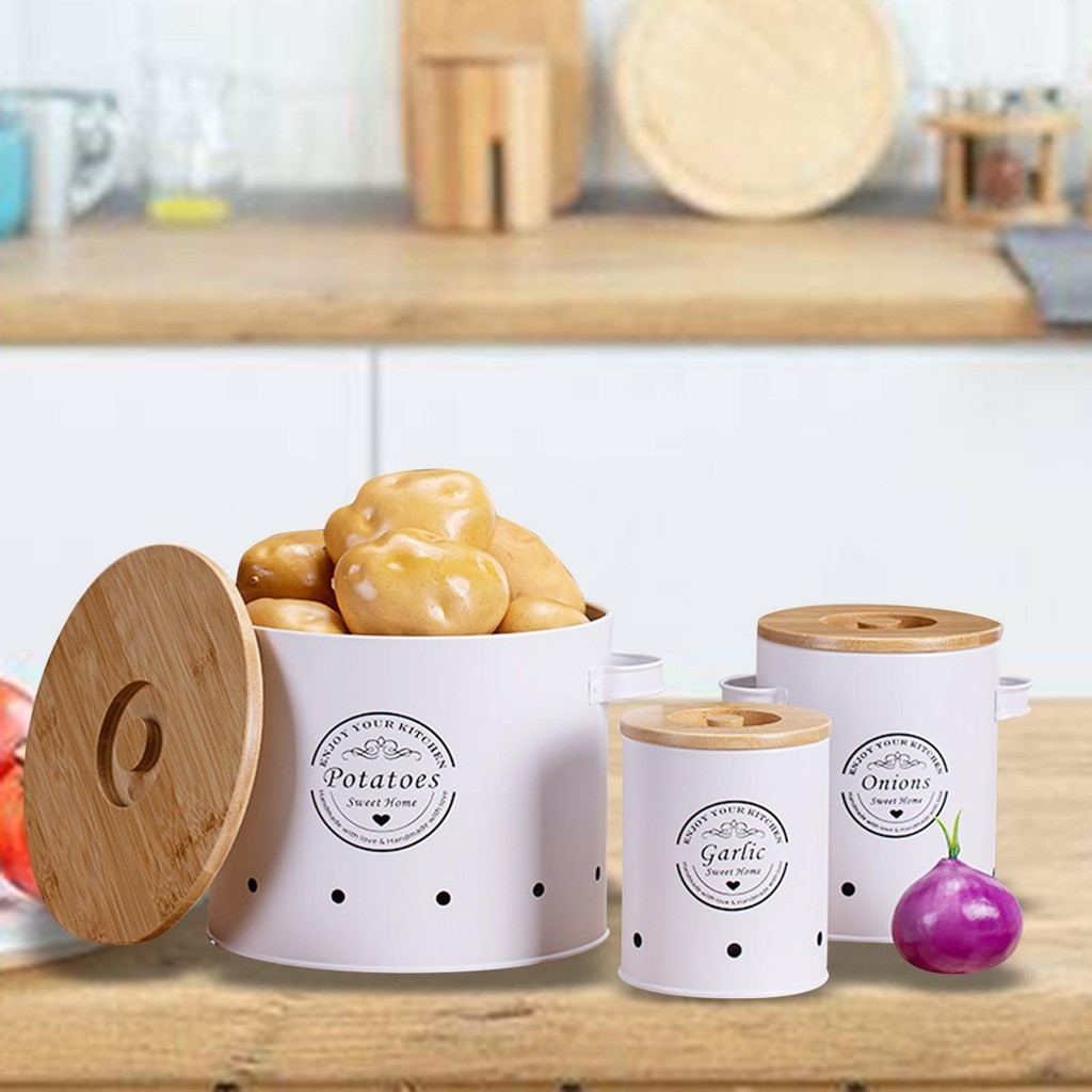 3Pcs Potato Onion Garlic Pot Kitchen Storage Containers Food Storage ...