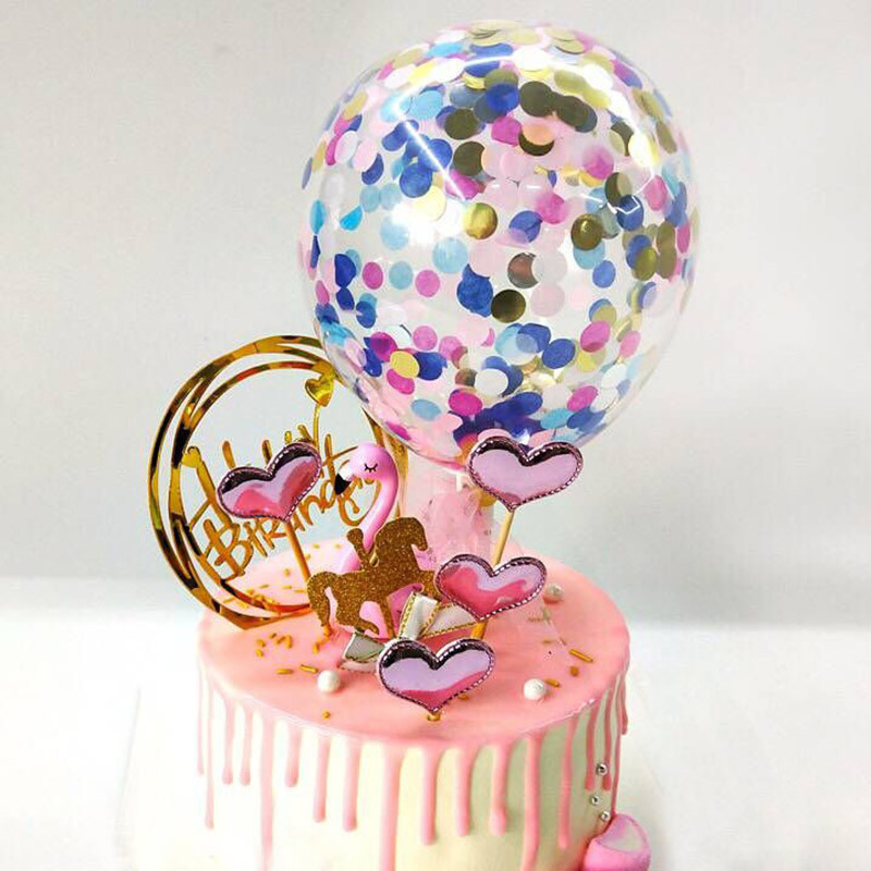 1pc 5inch Confetti Balloon Cake Topper Mini Sequin Latex Balloon Craft ...