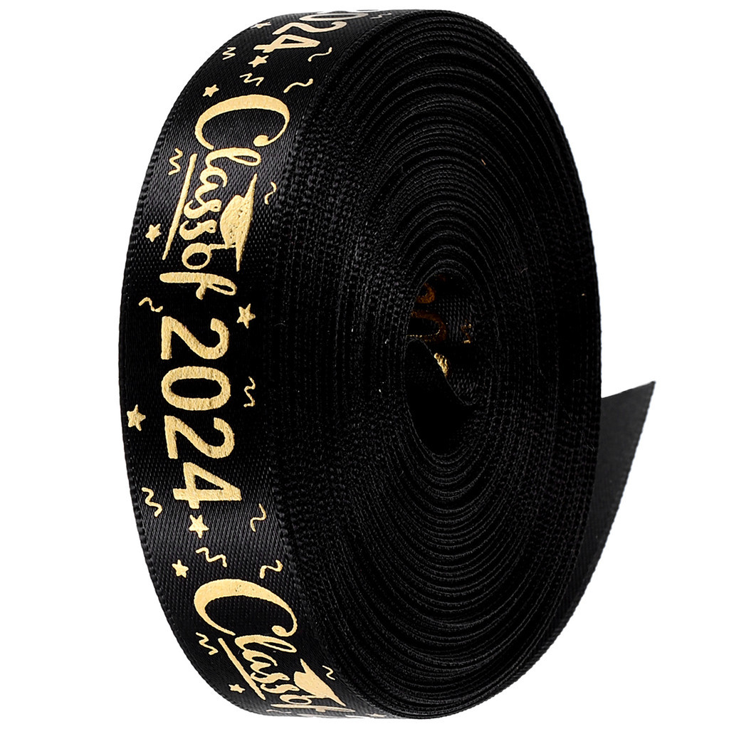 Graduation Ribbon Class 2024 Congrats Grad Satin Black Gold ...
