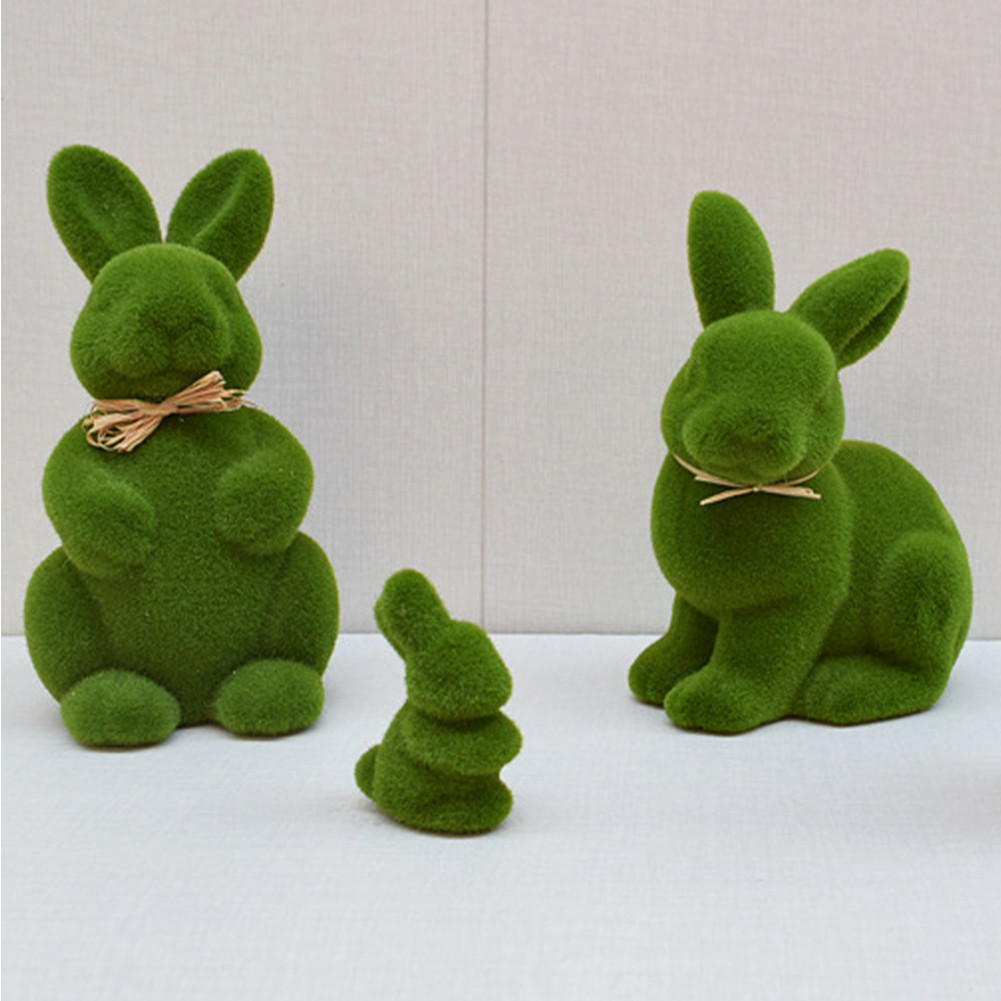 Easter Moss Rabbit Figurine Artificial Moss Rabbit Easter Figurine ...
