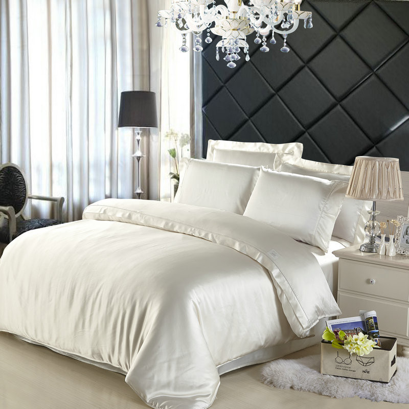 2 PCs 25 Mm 100 Mulberry Silk Set Fitted Sheet Duvet Cover Seamless