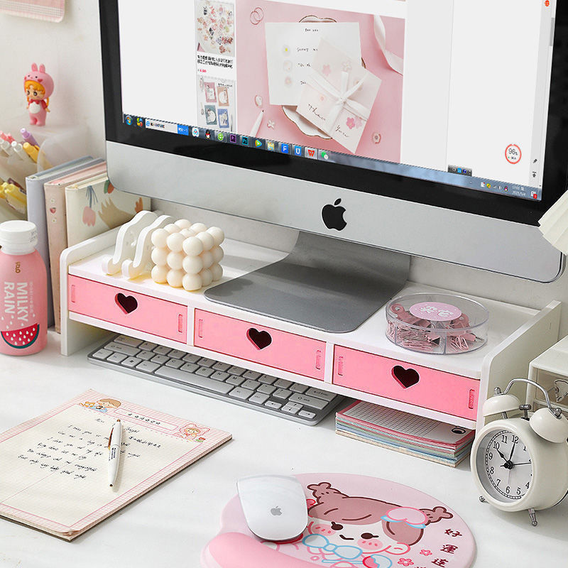 Pink Laptop Stand Storage Rack Tabletop Display Screen Height Adjuster ...