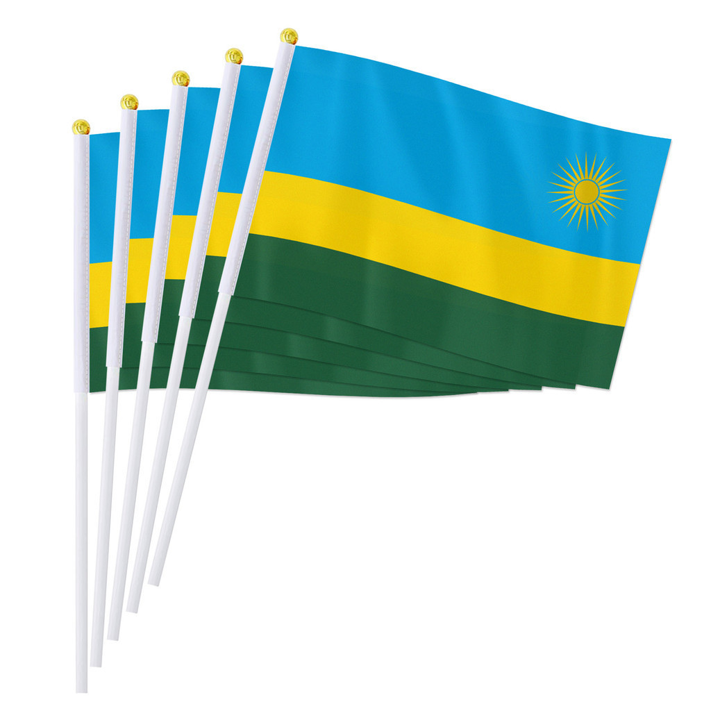 PTEROSAUR 14*21cm Rwanda Hand Flag, Rwanda Rwandan National Flag World ...