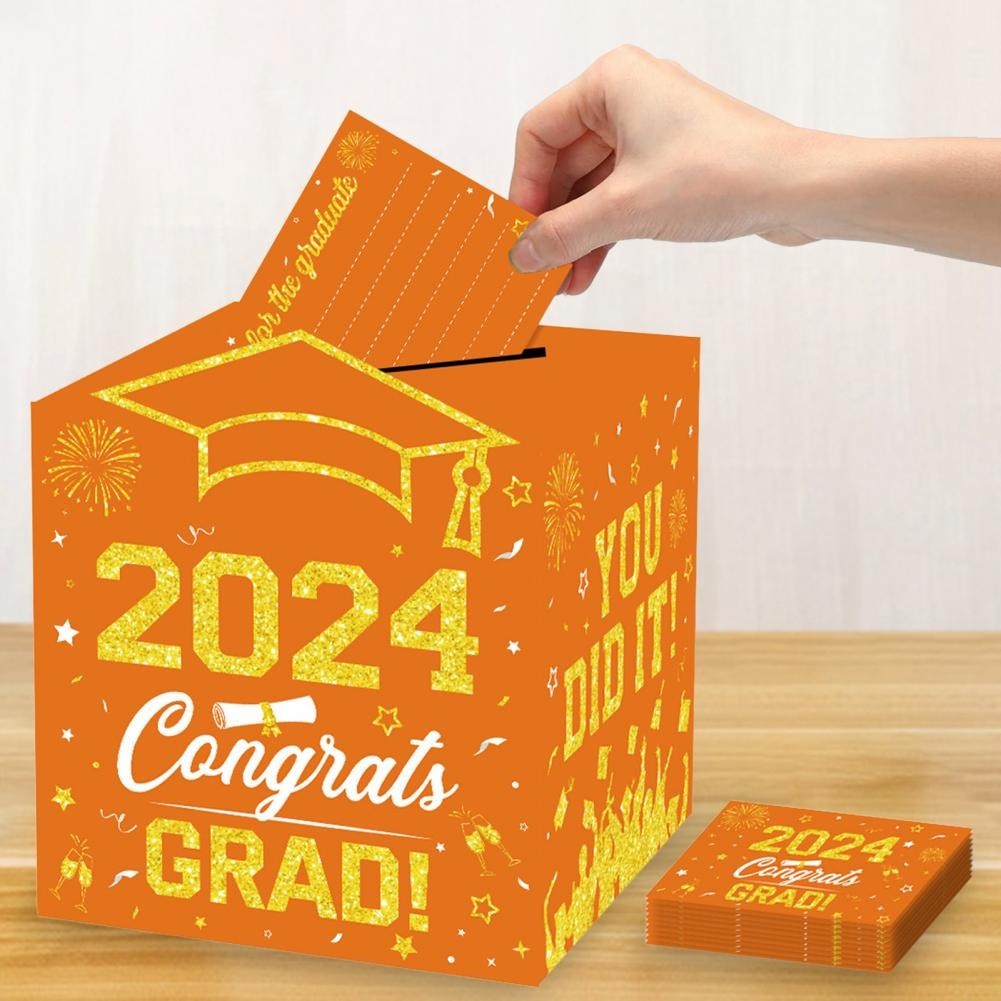 Paper Card Box Graduation Party Card Box Holder Foldable Cardboard ...