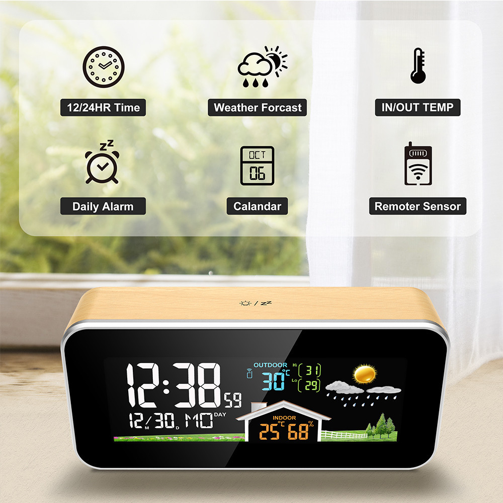 Alarm Clock Digital Surface Wall Decor Time Date Week Temperature ...