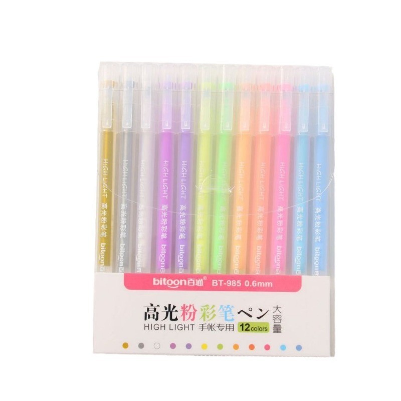 12 colors/set 0.6mm Highlight Paint Color Gel Pen Stationery Office ...