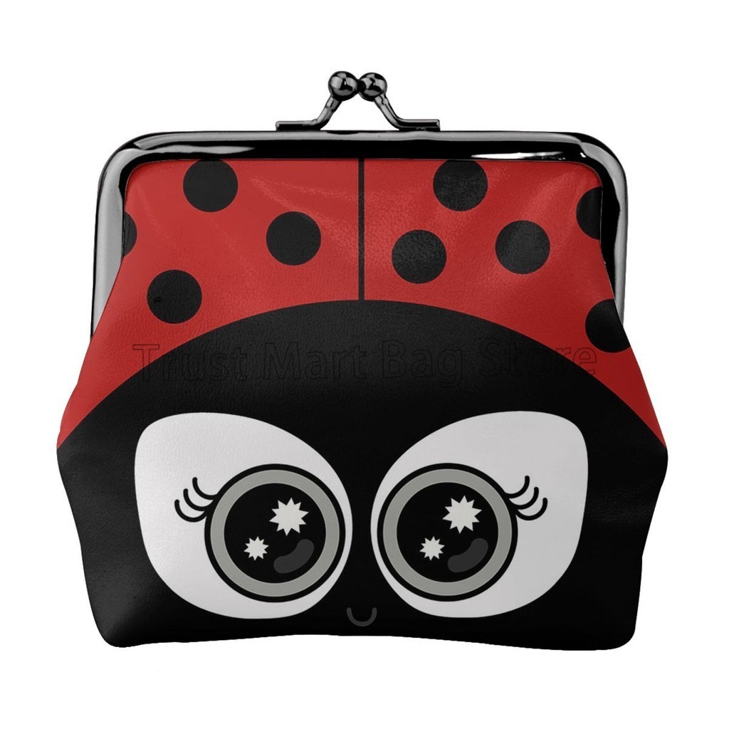 Cute Cartoon Ladybug Print Mini Leather Coin Purse Kawaii Small Kiss ...