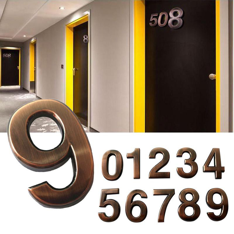 New 3D Numeral Door Plaque House Drawer Sign Plating Gate Digits 0-9 ...