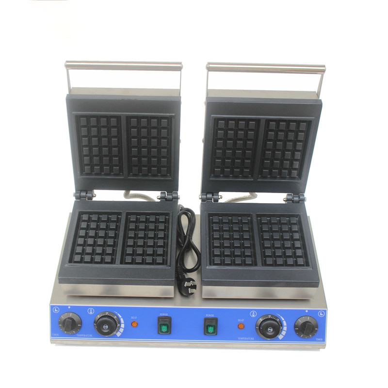 ☢Commercial Non-stick double head electric square waffle maker machine ...