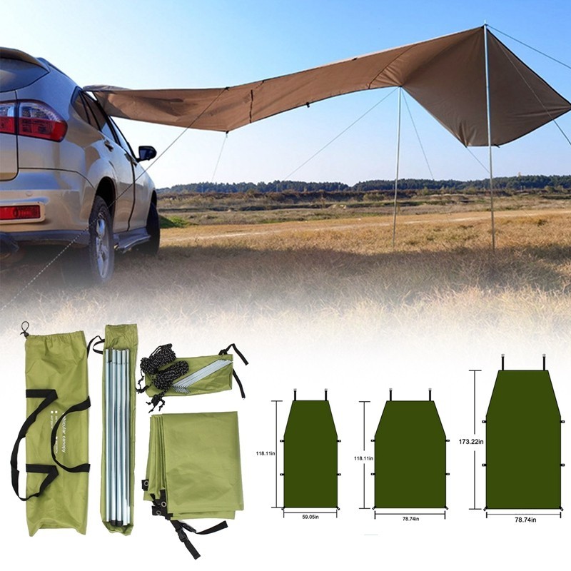 ♨Portable Car Shelter, Camping Side Awning Car Sun Shade Sail Canopy ...