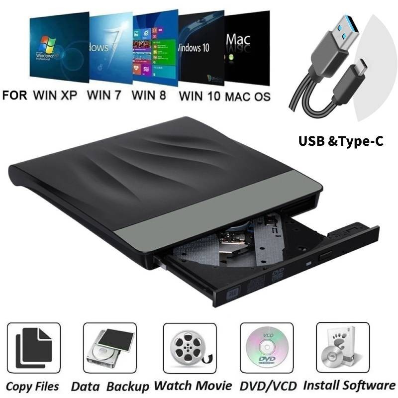 ⊰USB 3.0 Optical Drives Quiet External CD DVD Drive Operation Portable ...