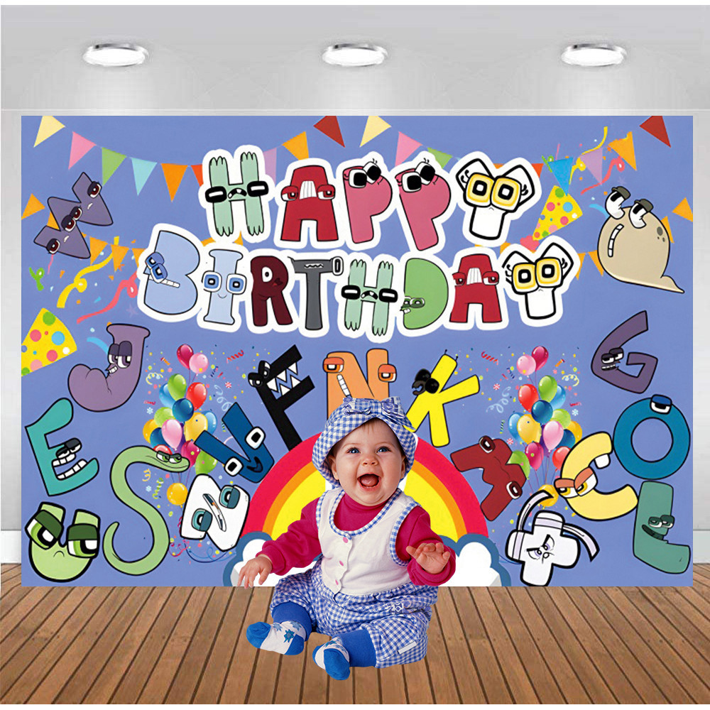 ♥Custom Alphabet Lore Kids Birthday Backdrop Baby Shower Party ...