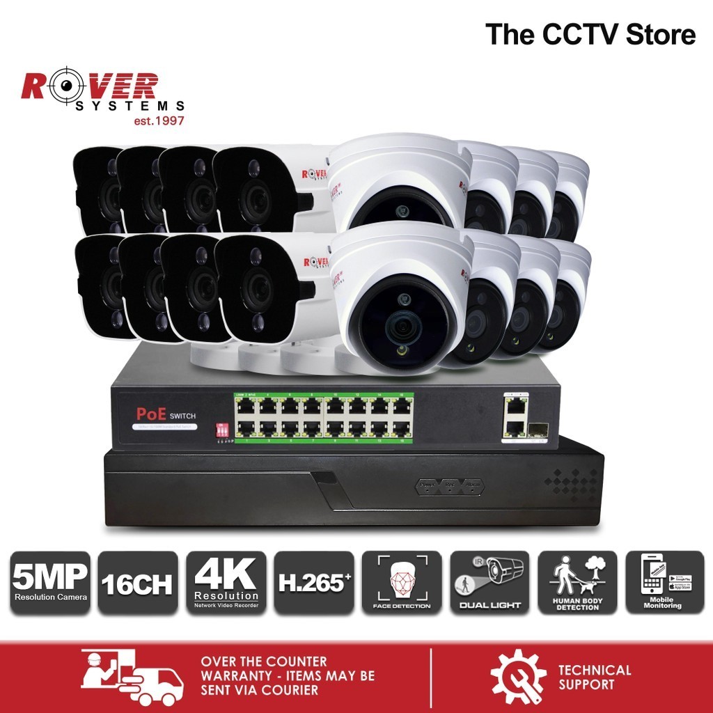 Cctv Camera 16ch Camera System Rover Systems 16CH NVR With POE